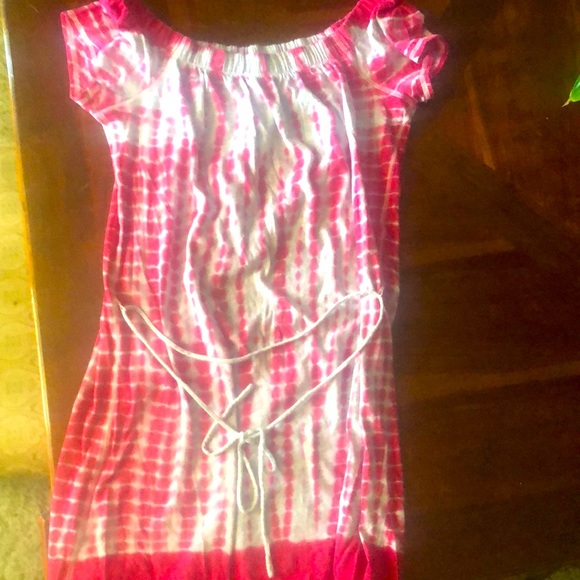 (3 for $35 item) Short tie dye over the shoulder dress with tie waist - Picture 1 of 5